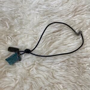 Hard Rock Cafe Necklace w/ Leather Cord & 3 Hard Rock Charms/Pendants EUC